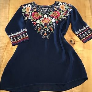 Johnny Was Tunic Top, Navy, S